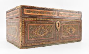 PERSIAN KHATAM KARI 19TH CENTURY WOODEN INLAID MICRO MOSAIC JEWELLERY BOX