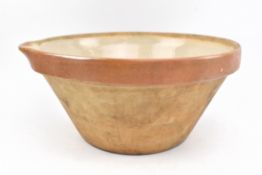 EARLY 20TH CENTURY PROVINCIAL FRENCH STONEWARE COUNTRY MIXING BOWL