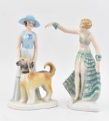 PAIR OF ART DECO STYLE PORCELAIN LADY FIGURINES
