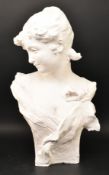AFTER ALFRED J. FORETAY - 20TH CENTURY PLASTER FIGURE OF LADY BUST