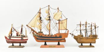THREE VINTAGE 20TH CENTURY MODEL SHIP DISPLAYS