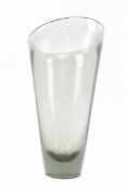 PER LUTKEN FOR HOLMEGAARD - VINTAGE MID CENTURY HEAVY MIDNIGHT GREY ART GLASS VASE