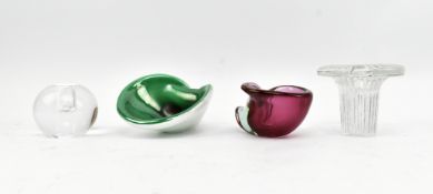 VINTAGE MID CENTURY CASED GLASS SEA SHELLS AND CANDLESTICK HOLDERS