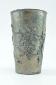 LATE 19TH CENTURY WMF BEAKER WITH FOLIATE & BUNCH OF GRAPE DESIGN IN RELIEF