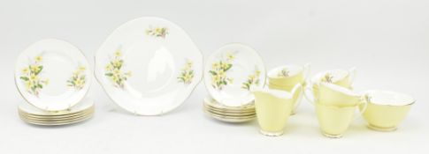 ROYAL ALBERT BONE CHINA - MID CENTURY LEMON COLOURED PART TEA SERVICE