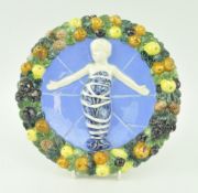 VINTAGE MID CENTURY TIN GLAZED ITALIAN HOLY CHILD CHARGER PLATE