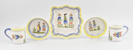 HENRIOT - QUIMPER, FRANCE - FIVE HAND PAINTED CERAMIC PIECES