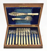 19TH CENTURY M. H & CO. SHEFFIELD SILVER PLATED CUTLERY IN CASE