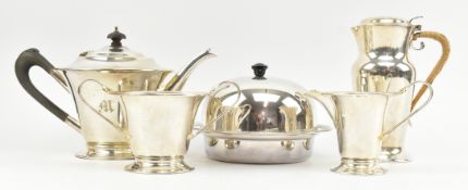 COLLECTION OF FIVE PIECES OF EARLY 20TH CENTURY SILVER PLATE INCL. TEAPOT & CUPS
