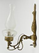 ITALIAN MID CENTURY ORNATE GILT METAL & FROSTED GLASS FLUE WALL SCONCE