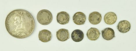 COLLECTION OF MAJ. SILVER COINS INCL. 1887 VICTORIA DOUBLE FLORIN
