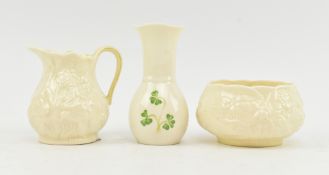 BELLEEK - THREE PIECES OF VINTAGE CHINA CERAMICS