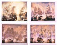 THOMAS J. BURNELL - THE BATTLE OF TRAFALGAR - SET OF FOUR LITHOGRAPHS