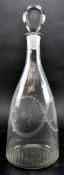 GEORGE III C1780 TAPERING GLASS DECANTER WITH ENGRAVED WREATH DESIGN