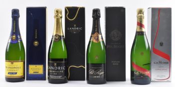 FOUR BOXED BOTTLES OF CHAMPAGNE BRUT INCL. MUMM, POL ROGER & MONOPOLE