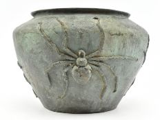 UNUSUAL EARLY 20TH CENTURY BRONZE PLANTER WITH RELIEF SPIDERS