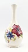 MOORCROFT - PANSY - CERAMIC BALUSTER VASE IN CREAM WITH FLORAL DECORATION