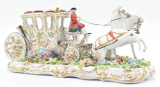 LUIGI FABRIS - 20TH CENTURY PORCELAIN REGENCY STYLE GILT SCENE OF HORSE & CARRIAGE