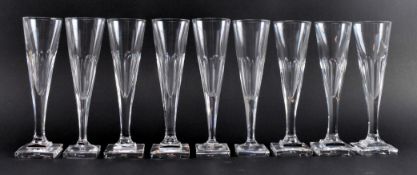 WILLIAM YEOWARD - SUITE OF NINE 20TH CENTURY CHAMPAGNE FLUTES