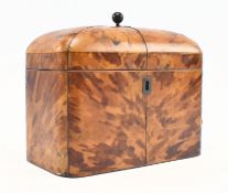 EARLY 19TH CENTURY TORTOISESHELL & PEWTER STRUNG TEA CADDY