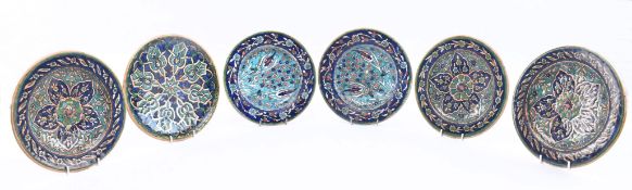 SIX EARLY 20TH CENTURY BALIAN POTTERY ARMENIAN PLATES