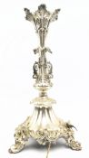 VICTORIAN 19TH CENTURY SILVER PLATED SIDE TABLE LAMP WITH FOLIATE COLUMN