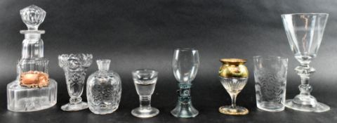 COLLECTION OF EIGHT PIECES OF 18TH CENTURY & LATER GLASSWARE