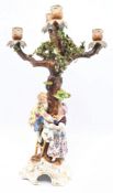 SITZENDORF 19TH CENTURY PORCELAIN CENTREPIECE CANDLESTICK IN THE FORM OF A TREE