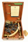 CARY, LONDON - EARLY 20TH CENTURY BRASS VERNIER SEXTANT IN CASE
