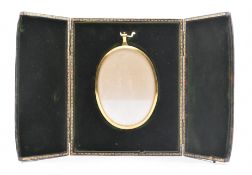 19TH CENTURY CALF CASED & VELVET LINED FOLDING PHOTOGRAPH FRAME