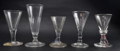 FIVE 18TH CENTURY ALE & GIN GLASSES