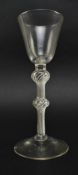 GEORGE II CIRCA 1760 DOUBLE KNOPPED SPIRAL STEM WINE GLASS
