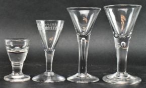 FOUR 18TH C. & LATER GLASSES INCL. TWO WITH AIR TEAR STEMS