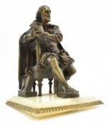 VICTORIAN 19TH CENTURY BRONZE & ONYX FIGURE OF SHAKESPEARE