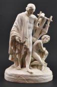 VICTORIAN 19TH CENTURY PARIAN WARE ALLEGORICAL FIGURE WITH LYRE