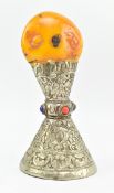 TIBETAN SILVER COLOURED METAL AND COPAL RESIN SEAL