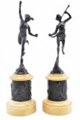 PAIR OF VICTORIAN GRAND TOUR 19TH CENTURY BRONZE & ALABASTER FIGURES