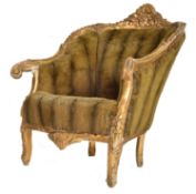 FRENCH 19TH CENTURY GILTWOOD & FUR PROVINCIAL ARMCHAIR FAUTEUIL