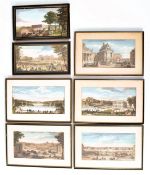 COLLECTION OF SEVEN 18TH & 19TH CENTURY HAND COLOURED ENGRAVINGS OF PARIS