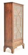 19TH CENTURY OAK PEDESTAL GLAZED LIBRARY BOOKCASE CABINET