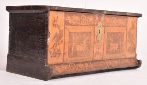 18TH CENTURY GERMAN MARQUETRY INLAID MARRIAGE COFFER CHEST