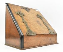VICTORIAN 19TH CENTURY WALNUT & BRASS BOUND DESK STATIONERY BOX