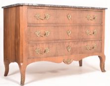 FRENCH LOUIS XV STYLE 19TH CENTURY MARBLE & WALNUT CHEST OF DRAWERS