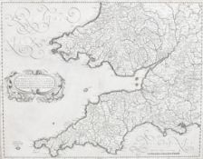 SOUTH WEST ENGLAND & WALES. 17TH CENTURY UNCOLOURED MAP BY GERARDUS MERCATOR