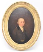 BRITISH 18TH CENTURY SCHOOL - OIL ON BOARD OVAL PORTRAIT PAINTING