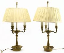 PAIR OF DESIGHER FRENCH STYLE BRASS LIBRARY TABLE LAMPS