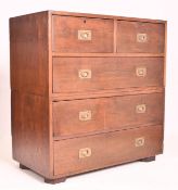 ANGLO COLONIAL 19TH CENTURY TEAK CAMPAIGN CHEST OF DRAWERS