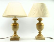 PORTA ROMANA - PAIR OF CONTEMPORARY URN SHAPED WOODEN LAMPS