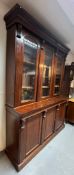 19TH CENTURY VICTORIAN MAHOGANY GLAZED FRONT TRIPLE SECTION BOOKCASE CABINET