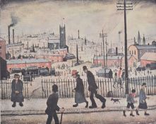 AFTER L. S. LOWRY (1887-1976) - VIEW OF A TOWN - SIGNED LITHOGRAPH